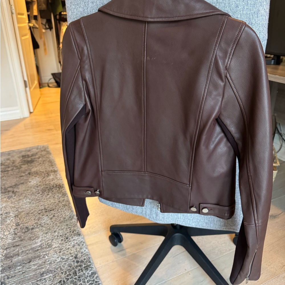 Theory Women's Brown Leather Jacket - Picture 2 of 4